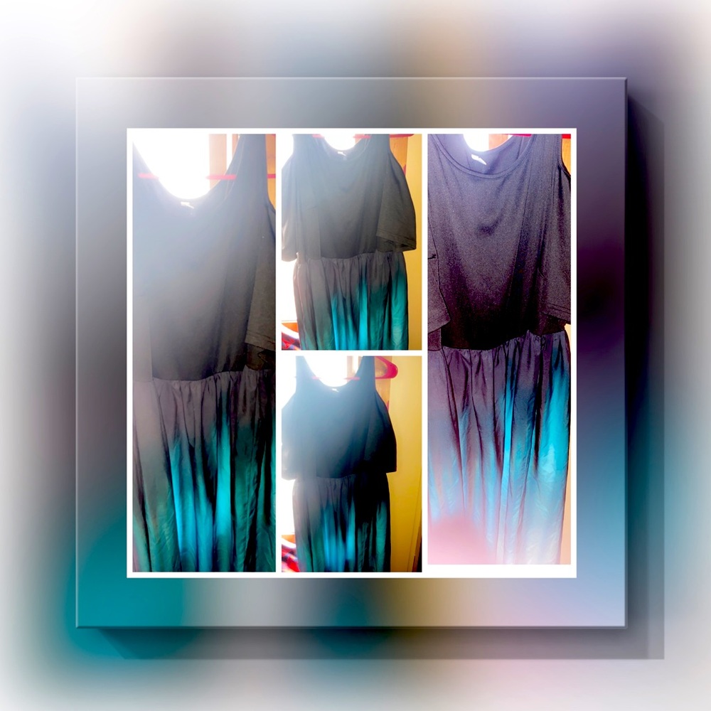 3x black and blue dress